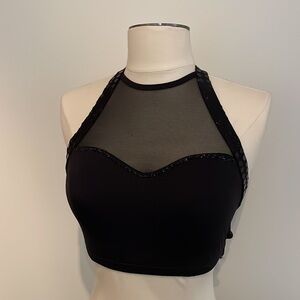 Body wrappers black dance top mesh sequins rhinestones